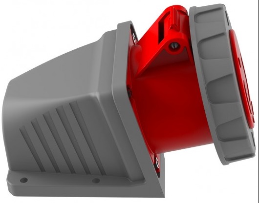 سوکت یا مادگی دیواری بندری ساعت 3 روکار 32 آمپر سه فاز چهار شاخه 4 پین BC1-3504-7536  بمیس Bemis ترکیه IP67 Panel ضد آب